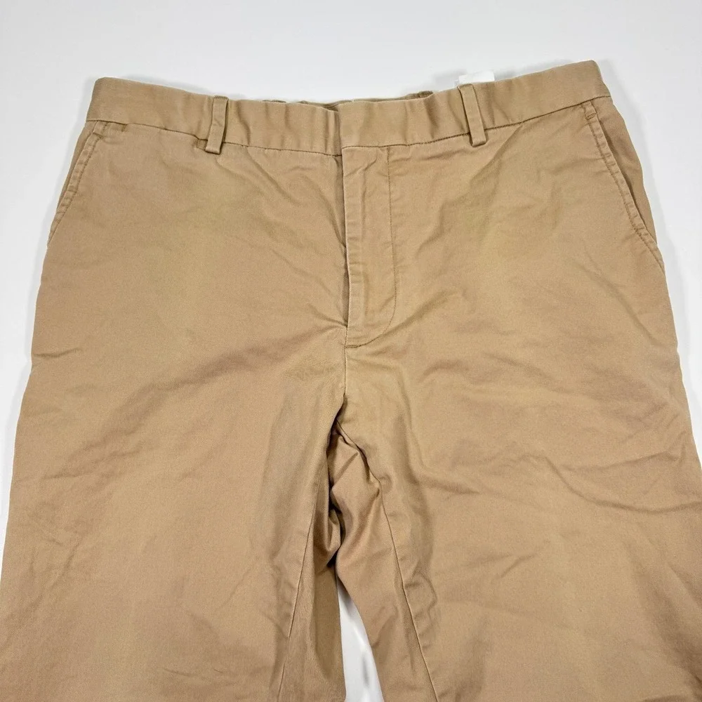 Polo Ralph Lauren Mens 34x32 Tan Stretch Chino Pants Flat Front Cuffed Hem